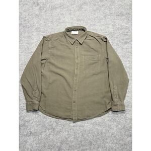 Old Navy Double-Brushed Flannel Men's Large Army Green Long Sleeve Cotton Hiking